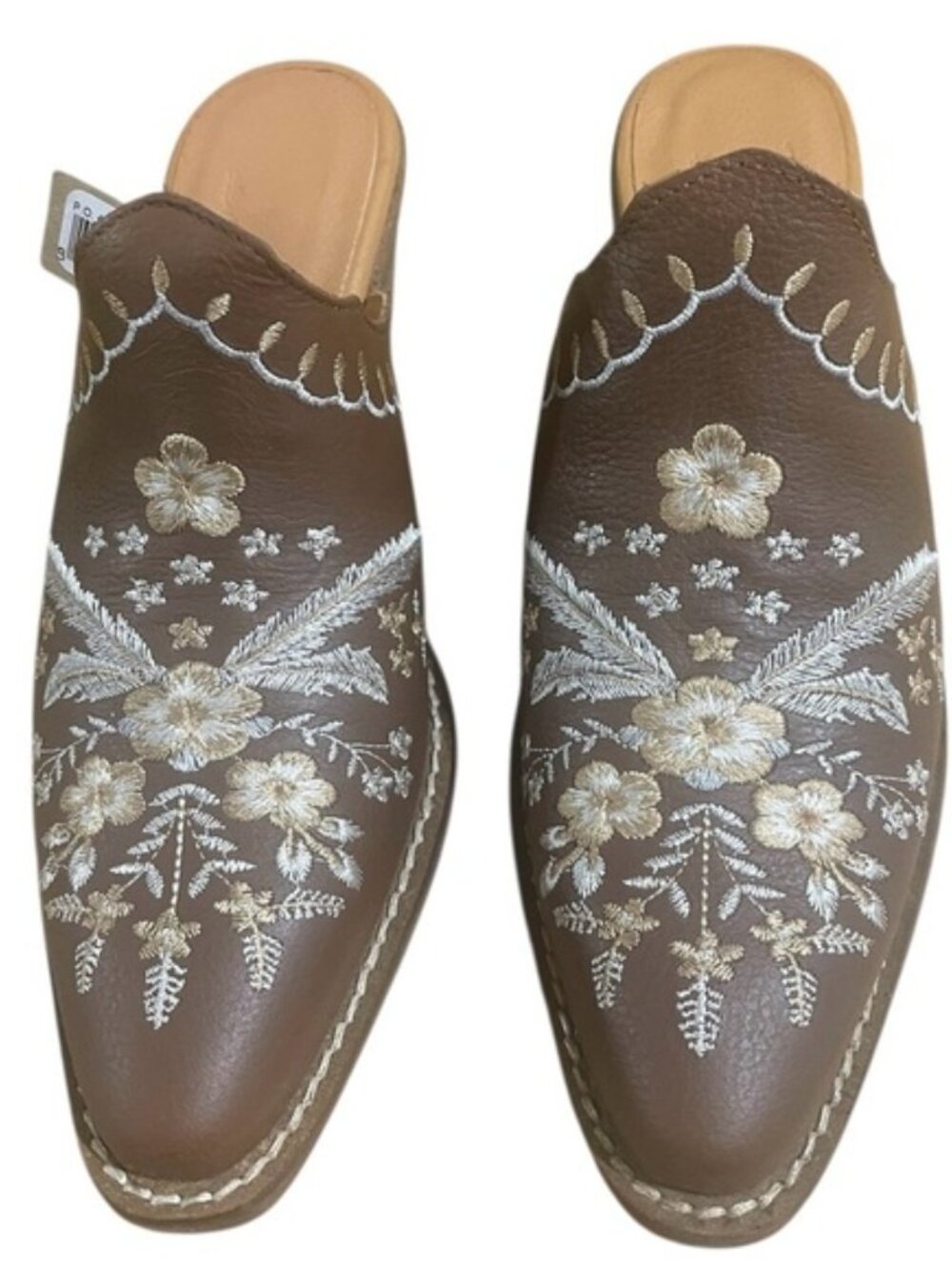 Dingo Brown Leather Wildflower Embroidered Western Rodeo Mule Clog Shoe 7.5 NIB